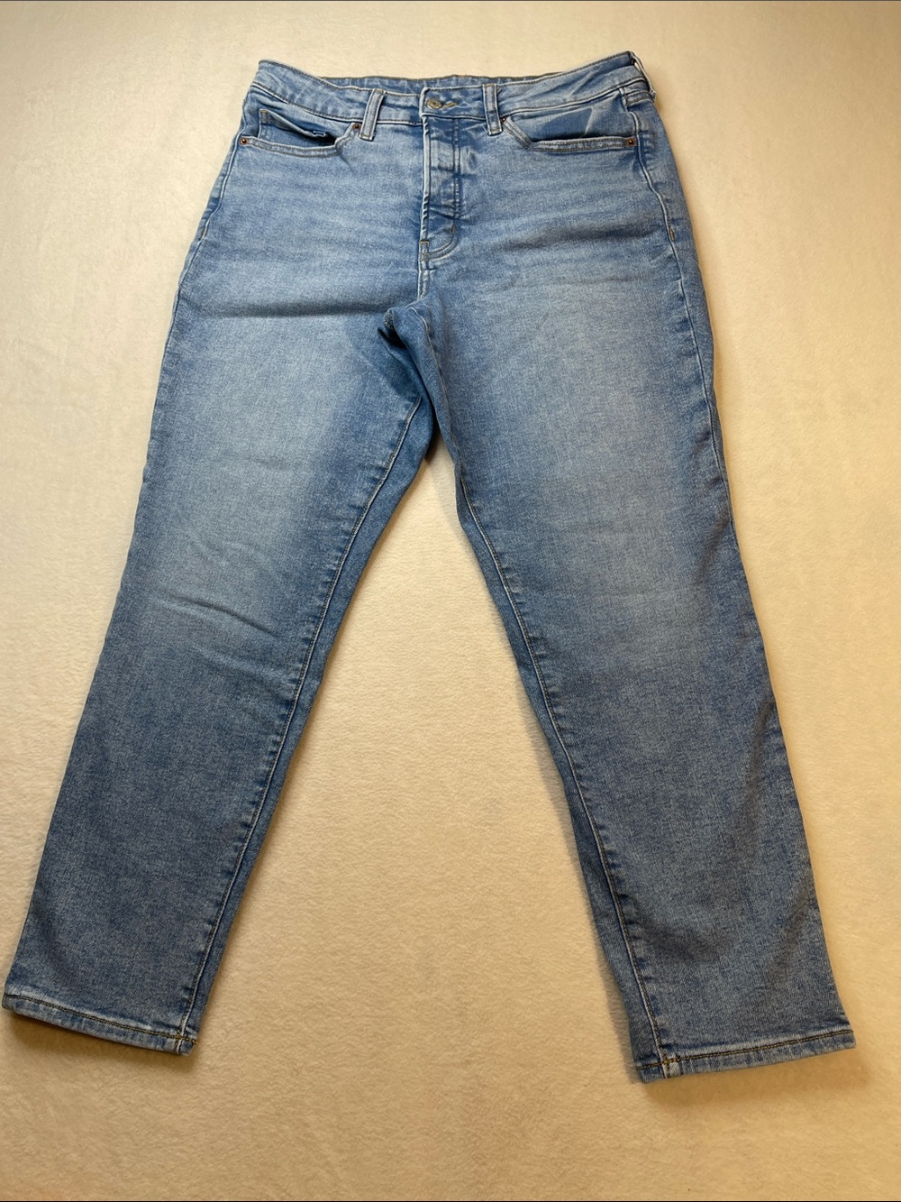 OLD NAVY EXTRA STRETCH HIGH RISE OG  STRAIGHT Light Blue WOMENS SIZE 12 Jeans